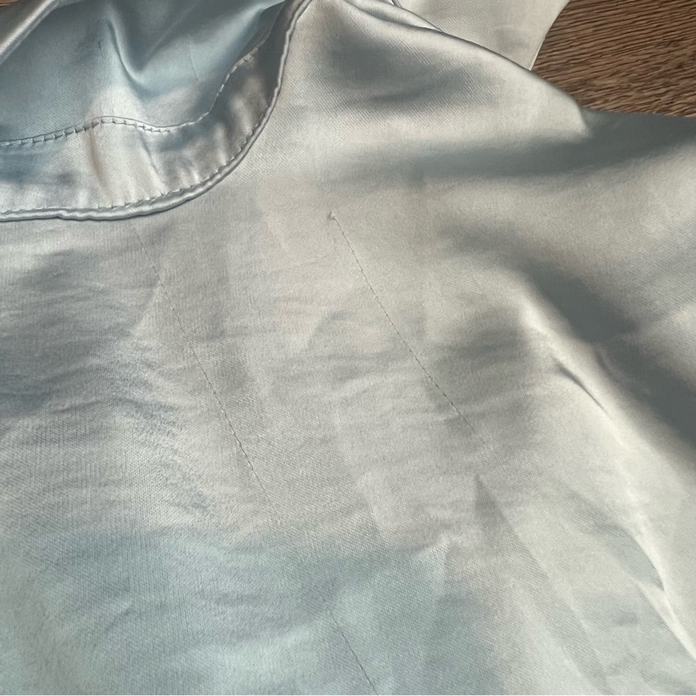 Women's Long Sleeve Satin Tie Blouse - a New Day Light Blue M - Picture 7 of 7
